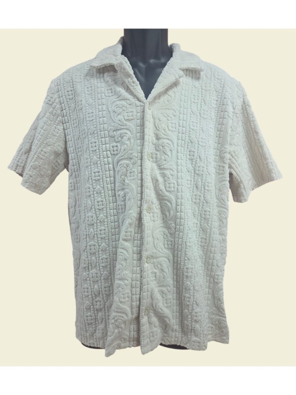Urban Outfitters Textured Short Sleeve Button Up Shirt Medium